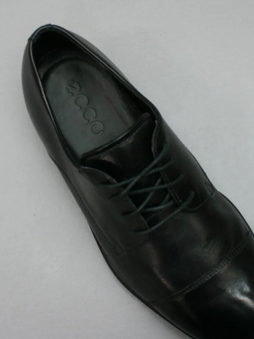 ECCO 42 Mens 8 Melbourne Black Leather Cap-toe Dress Lace-up Oxfords Derby Shoes